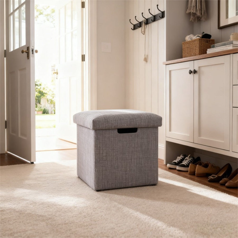 Reposapiés otomano de almacenamiento, taburete plegable para pies, caja de almacenamiento, taburete para el hogar, taburete para pies, banco, caja grande para guardar ropa de lino