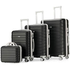 PROVITERA Conjunto de 4 maletas rígidas de ABS con estuche de belleza, maleta con asa telescópica y ruedas fáciles de rodar, carrito con cerradura y candado de código, equipaje de mano con diseño moderno ultra resistente