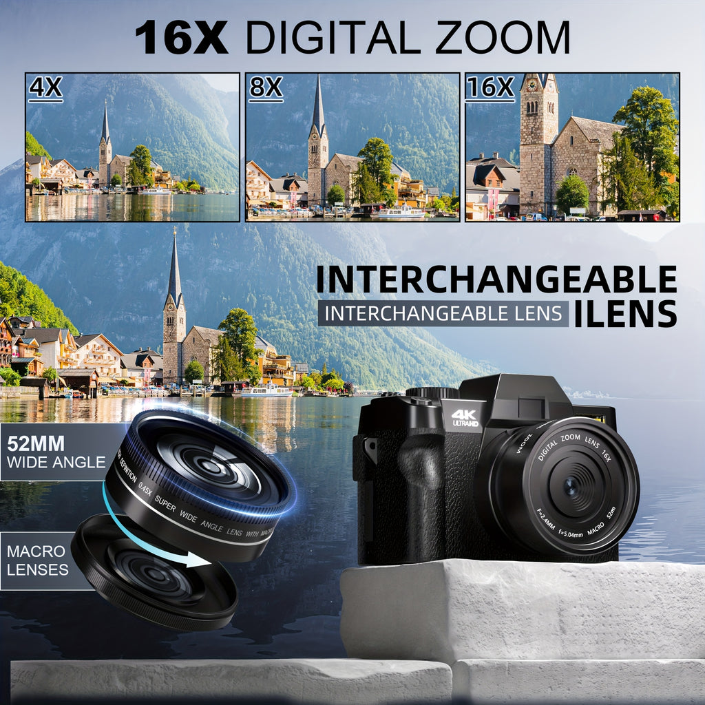 Cámara digital | Cámara Digital NBD, 48MP para Fotografía con WiFi y Control por App, Cámara 4K para Vlogging, Cámara Compacta, Ideal para