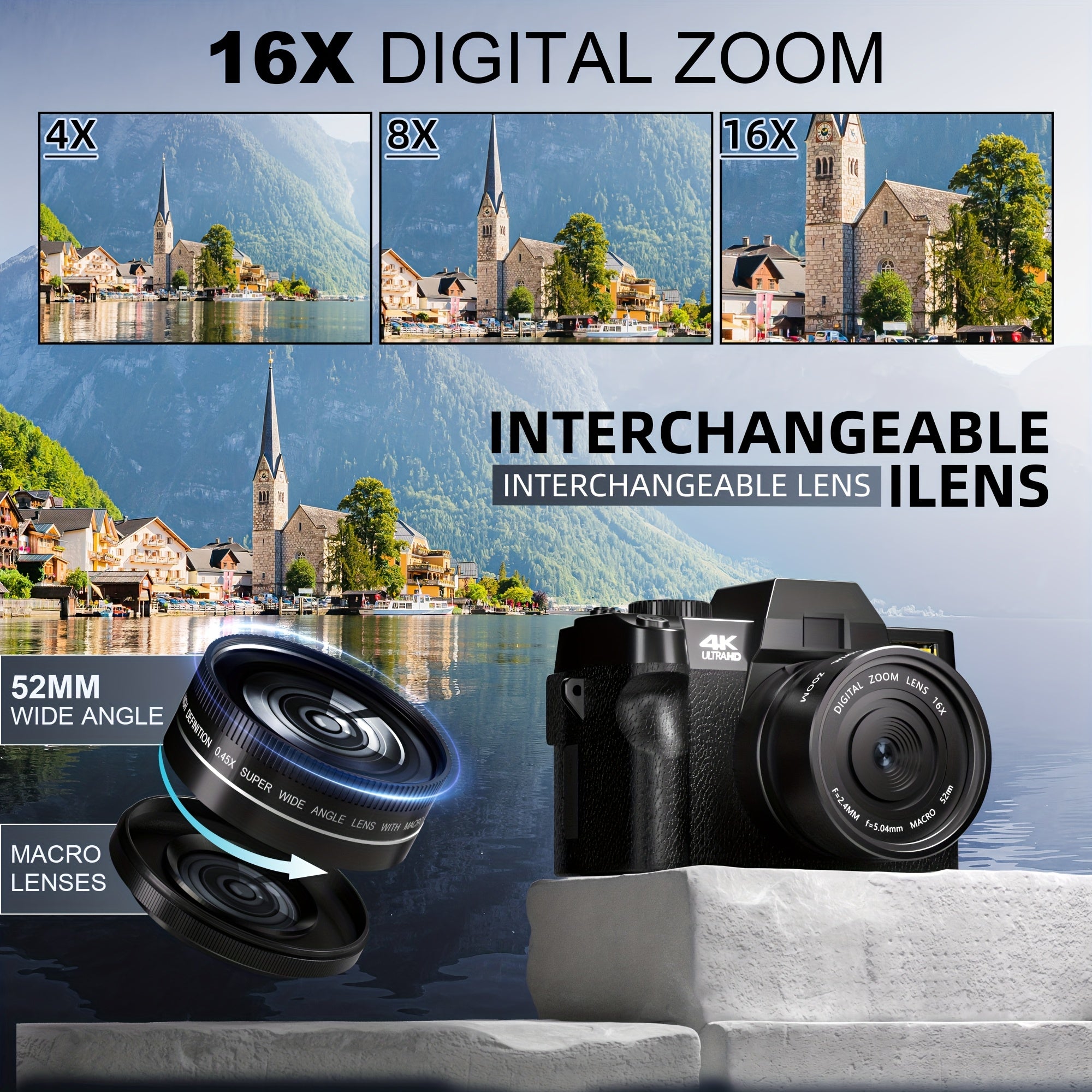 Cámara digital | Cámara Digital NBD, 48MP para Fotografía con WiFi y Control por App, Cámara 4K para Vlogging, Cámara Compacta, Ideal para
