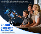 Telescopio astronómico para principiantes para principiantes | Observación lunar educación y camping