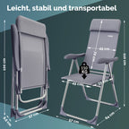 CASARIA® Sillas de Jardín Juego de 4 Plegables Ajustables en 7 Direcciones de Aluminio con Respaldo Alto Función Reclinable Silla de Camping Plegable para Balcón Silla Plegable Respaldo Alto