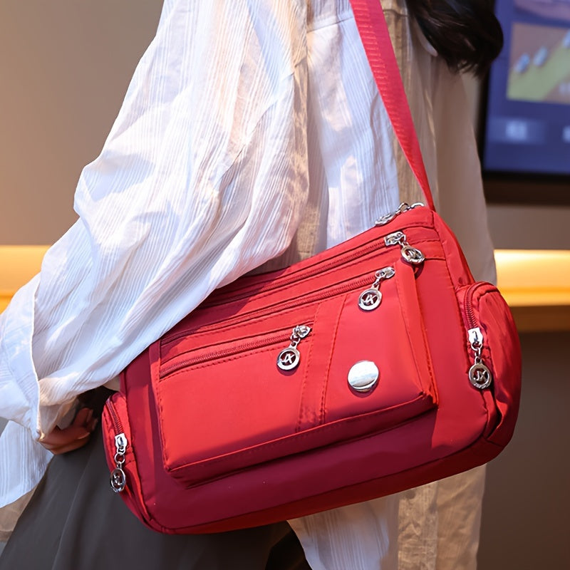 Lingzhikang Bolso Bandolera Unisex Casual - un Bolso de Hombro Espacioso con Múltiples Bolsillos y Correas Ajustables, Hecho de Forro Ligero y Duradero. La Versión Negra Presenta Detalles de Borlas