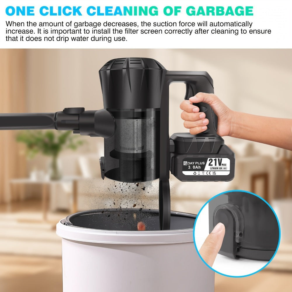 Aspiradora de Mano Inalámbrica 45KPa con Base Autónoma, Limpieza Multisuperficie 6 en 1, Autonomía de 20/60 Min, Ligera 2.72KG,  180° y LED//Aspirador de Pelo, Batería Extraíble - Para Hogar, Pelo de Mascotas, Suelos Duros