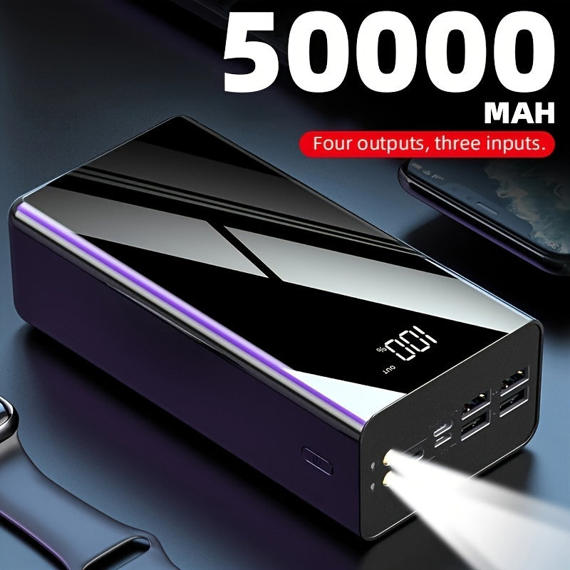 Batería externa | Cargador USB rápido de 50000 mAh de capacidad extragrande con pantalla LED, linterna y reserva de energía de emergencia - Luz