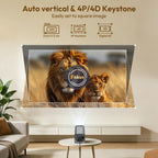 LUXVYN 2026 Proyector Portátil, con Android 11, Dual Wifi6, Brillo de 340ANSI, Local 1280X720P HD, Soporte 4K, Bajo Ruido, Ángulo de Proyección Flexible de 180°, Mini Proyector de Cine en Casa