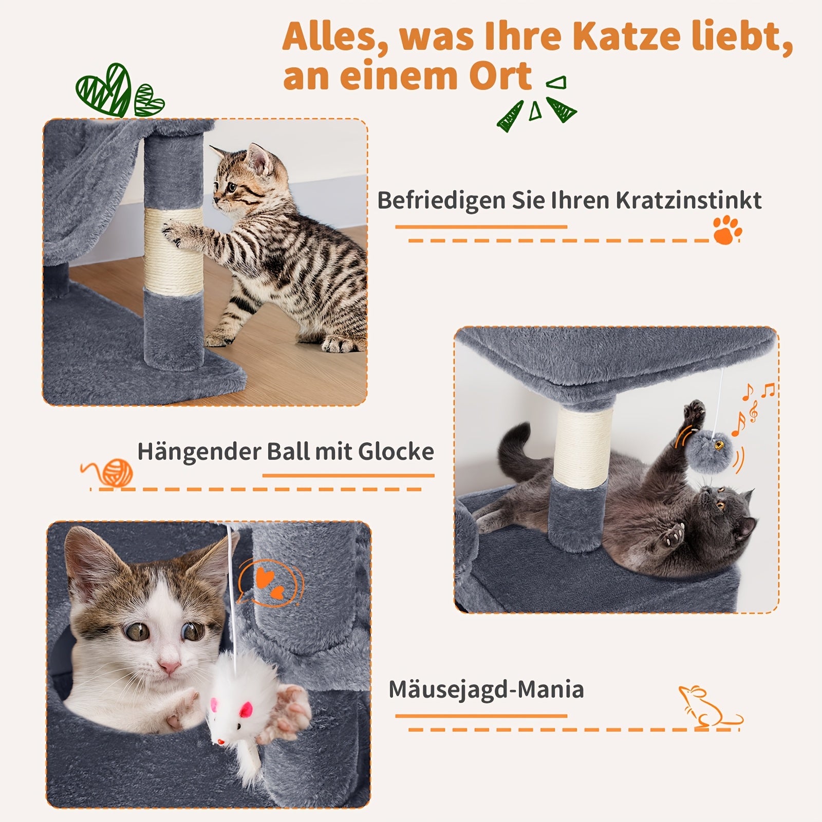 Rascador para gatos | AMHANCIBLE Árbol para gatos enorme, 180 cm, para gatos grandes adultos de interior, torre para gatos con 8 postes