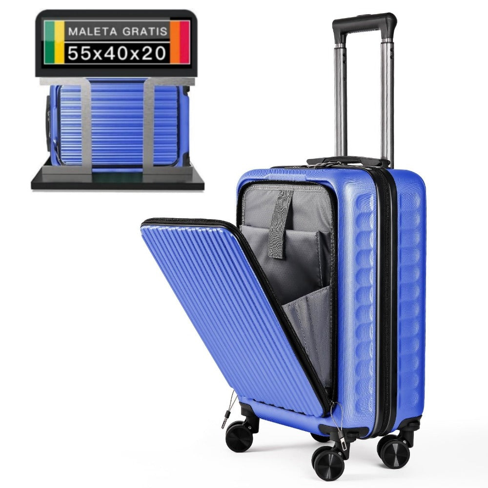 Una Maleta Cabina 55x35x20 Cm. , Equipaje Rígido Expandible De Material ABS, Con Ruedas Giratorias Desmontables Y Cerradura De Combinación, Que Cumple Con La Norma De Equipaje De Mano De 55x40x20 Cm. Ideal Para Adolescentes, Imprescindible Para Viajes En