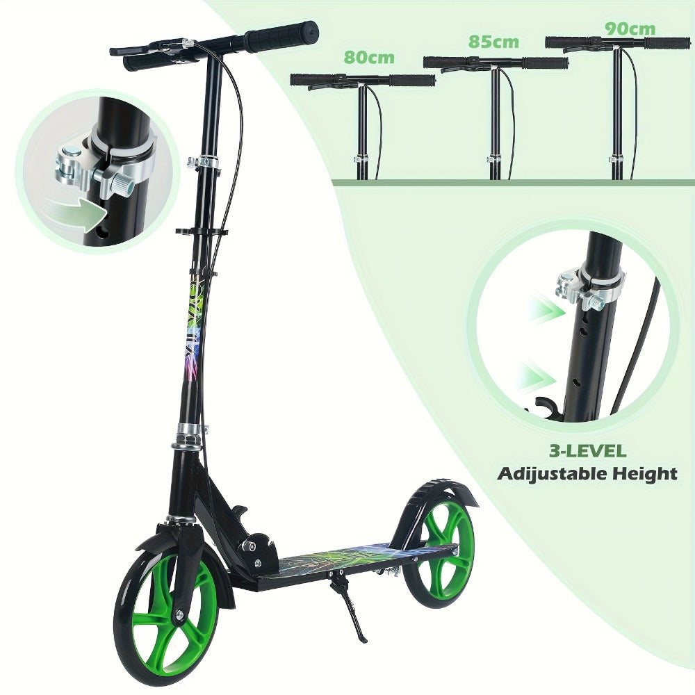 Patinete plegable, patinete de pisar, patinete urbano, patinete para adolescentes y adultos, con freno de mano y manillar ajustable, ruedas grandes y resistentes de PU, gran regalo y juguete