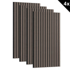 Conjunto de paneles acústicos de 4 piezas, paneles de pared hechos de chapa de madera auténtica, paneles acústicos de listones para paredes, paneles de madera en relieve 3D y fieltro acústico, tamaño 120 x 60 cm, color madera antracita marrón