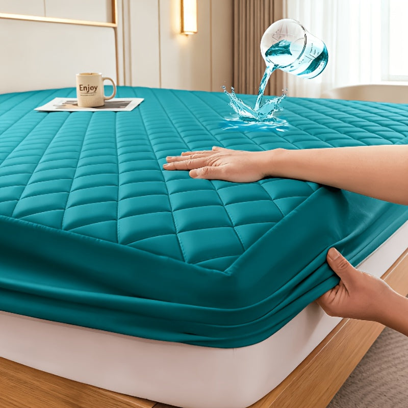 Protector de colchón acolchado impermeable refrescante de verano, 1 pieza, funda de cama ajustada ultrasuave y transpirable con bolsillo profundo, ropa de cama hipoalergénica y lavable a máquina para dormitorio, hotel y residencia de estudiantes, sin fund