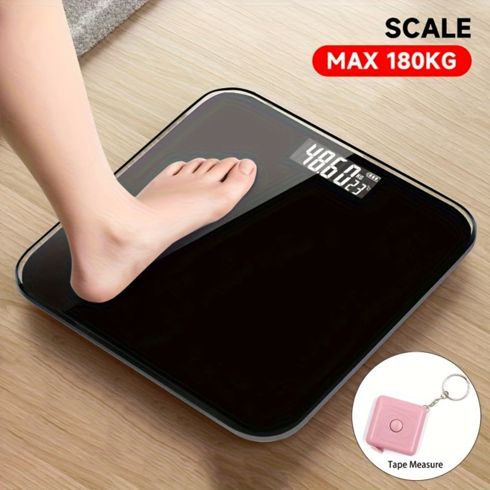 Báscula Inteligente para Peso Corporal, Báscula de Baño de Alta Precisión - Capacidad de 181.44 KG, Tecnología Step-On, Pantalla LCD - Alternación Entre Tres Unidades (St/Lb/Kg) - Plataforma Grande de 25.4cm (Sin Batería)