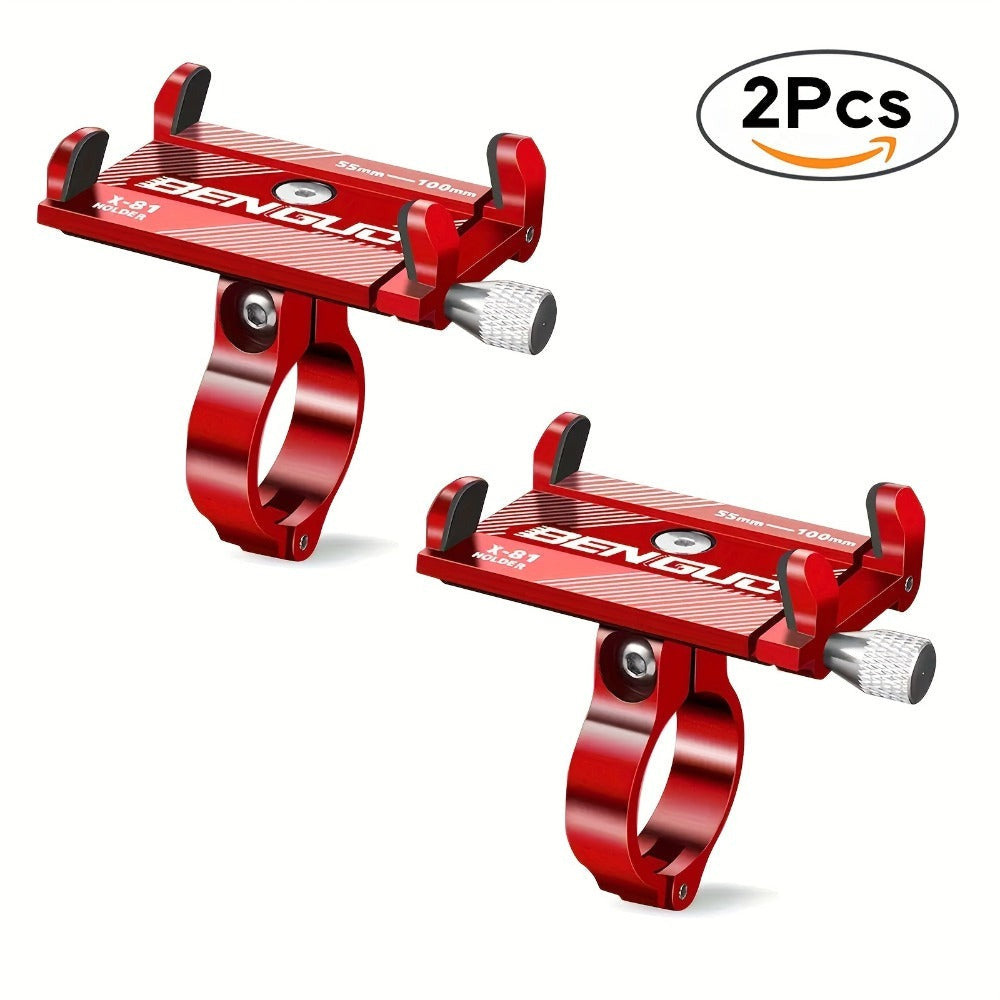 2 soportes de teléfono de aleación de aluminio para bicicleta, motocicleta y navegación, 2 unidades