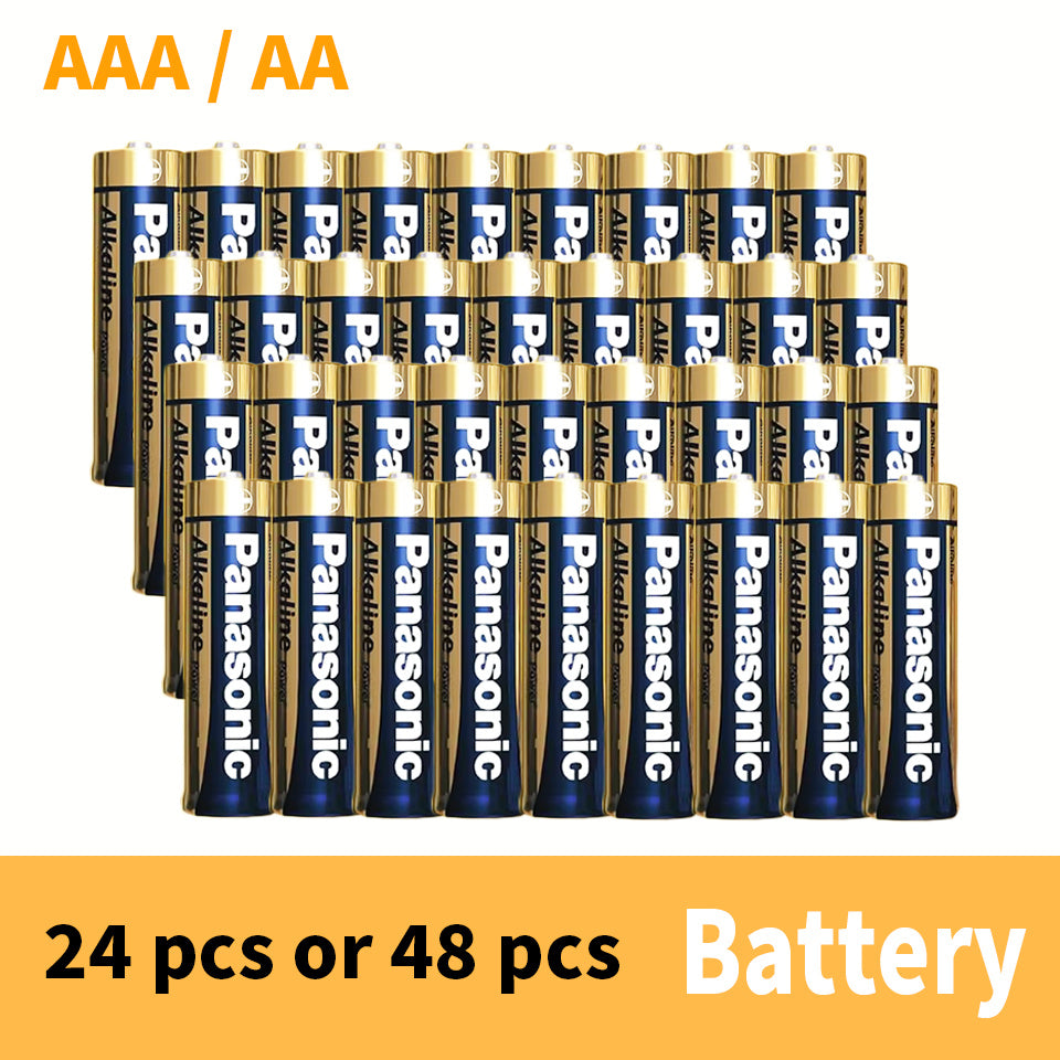 Baterías Alcalinas AA/AAA (LR6/LR03) 1.5V - 24/48piezas Baterías Panasonic Baterías de Juguetes Baterías de Control Remoto - Energía Duradera y Confiable | Para Controles Remotos, Ratones, Linternas, Relojes Despertadores | Marca Panasonic