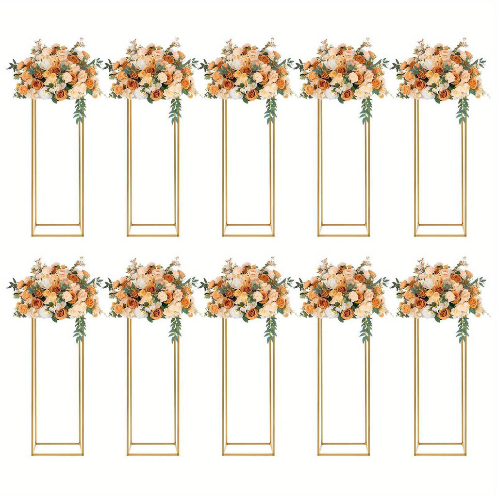 10 Piezas Soporte de Flores Metálico Dorado de 78.74 cm de Altura para Centros de Mesa de Bodas NUEVO