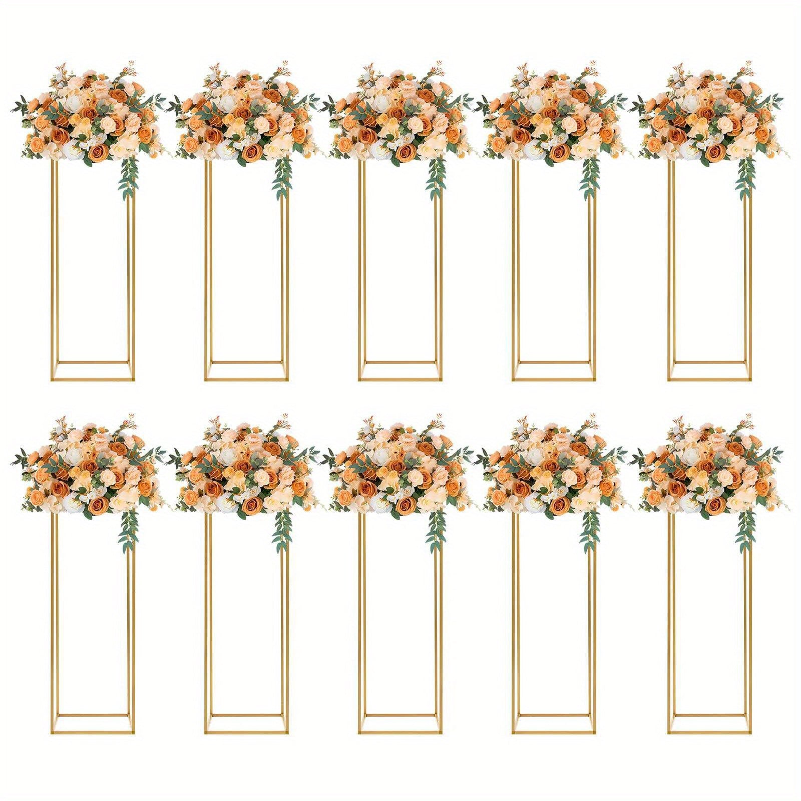 10 Piezas Soporte de Flores Metálico Dorado de 78.74 cm de Altura para Centros de Mesa de Bodas NUEVO
