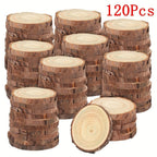 120 discos de madera con corteza, naturales y sin procesar, que miden 5-6 cm, ideales para proyectos artísticos, manualidades, decoraciones navideñas y decoración rústica para bodas