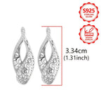 Pendientes de aro clásicos de moda para damas, 925 de plata de ley, sencillos, elegantes, diseño calado exquisito, pendientes exquisitos para damas, perfectos para viajes diarios, un regalo perfecto de recuerdo de vacaciones para ti y tus amigos, con caja