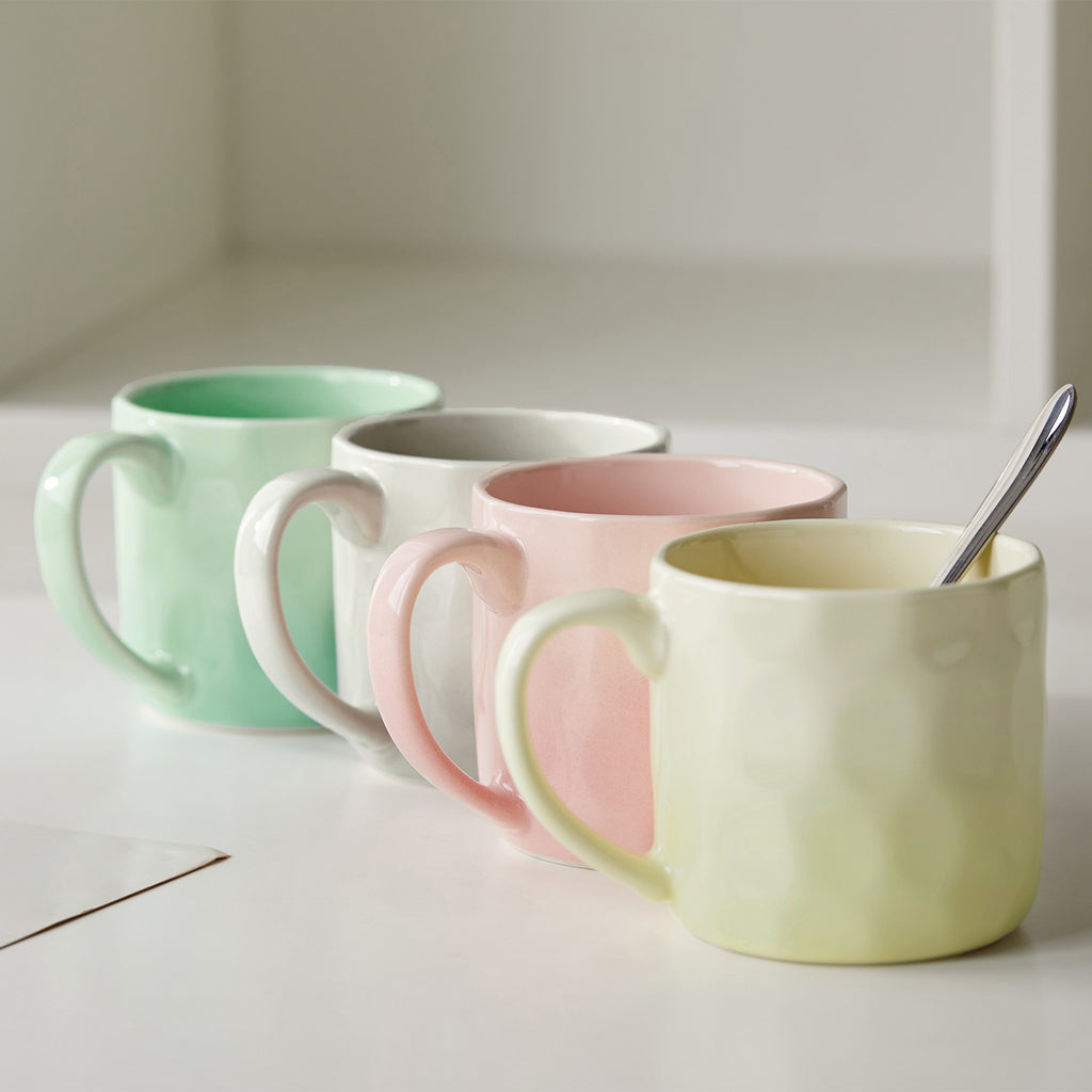 4 piezas, 360 ml, Ø 8,5 cm, juego de vajilla de cerámica, tazas de vidrio, tazas de café, tazas, tazas de té, vasos de jugo, para 4 personas, adecuado para familias, restaurantes, cafeterías, fiestas, cerámica de alta calidad, fácil de limpiar, utensilio