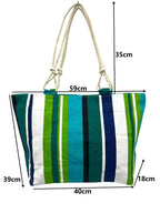 TOTE BAG Grande Rayas Multicolor – BOLSO DE PLAYA de Lona con Asas de Cuerda, Capacidad Extra, 6 Colores Disponibles