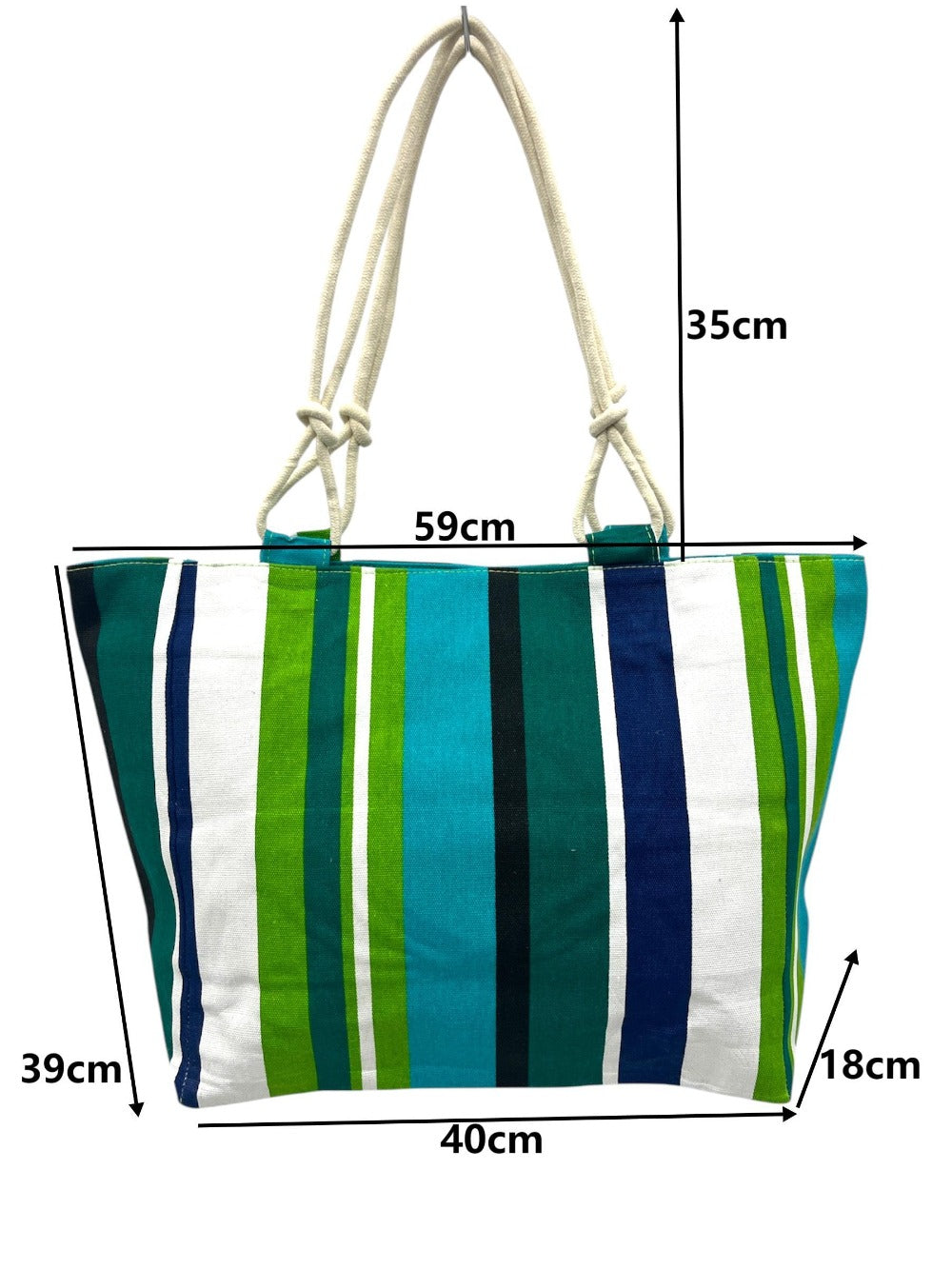 TOTE BAG Grande Rayas Multicolor – BOLSO DE PLAYA de Lona con Asas de Cuerda, Capacidad Extra, 6 Colores Disponibles