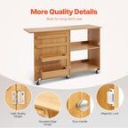Mesa de costura plegable VEVOR con ruedas con cerradura estantes bandejas puerta color madera