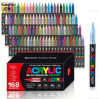 Rotulador de 168 colores con punta de pincel suave, ideal para usar en roca, madera, lienzo, piedra, vidrio y cerámica - Punta anti-compresión para una aplicación suave - Perfecto para manualidades, regalos navideños y proyectos artísticos