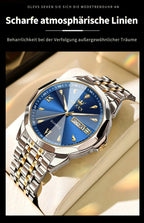 OLEVS Reloj para Hombre Clásico Analógico Cuarzo Cronógrafo Negocios Vestir Relojes de Diamantes de Imitación Elegante Lujo Acero Inoxidable Fase de Luna Calendario Relojes de Hombre Relojes De Hombre Esfera Azul/Negro/Blanco/Gris