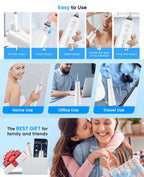 Irrigador bucal portátil recargable, hilo dental con agua para dientes, irrigador dental inalámbrico profesional 8 boquillas 5 modos, IPX7 a prueba de agua 300ML para limpiar los dientes, hogar y viaje