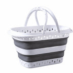 Cesto de lavandería retráctil y plegable con asas - 45 litros - Blanco Gris