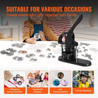 Máquina para hacer botones VEVOR, 1/1.25/2.28 pulgadas (25/32/58 mm) 3-en-1 para hacer pines, kit de prensa para perforar insignias sin necesidad de instalación, suministros para hacer botones con 300 piezas para botones, cortador circular, libro mágico