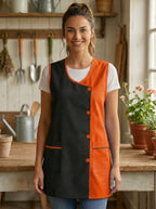 Mandilón de Cocina Liso para Mujer Cómodo y Resistente, Moderno y funcional Detalles: Bolsillos frontales y botones frontales Uso: Cocina, hogar, trabajo y actividades diarias