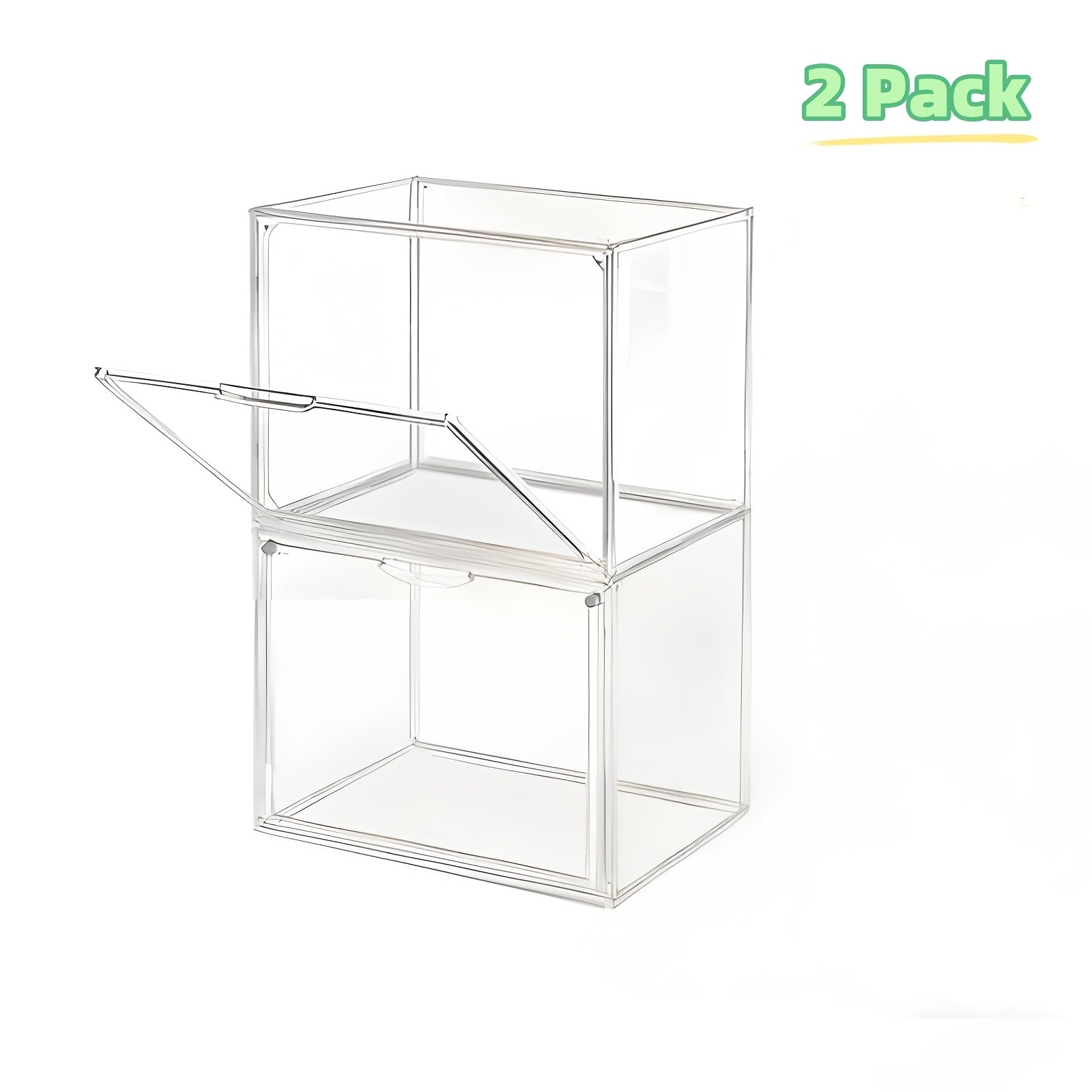 Paquetes múltiples de cajas de almacenamiento acrílicas transparentes grandes con tapa - Organizador apilable a prueba de polvo de alta calidad para juguetes, ropa y decoración del hogar | Contenedor de plástico moderno retro, exhibidor de escritorio mult
