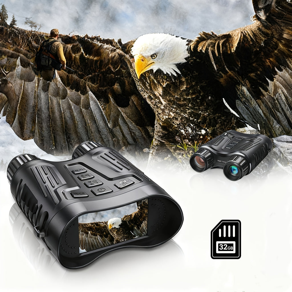 Binoculares de Visión Nocturna Infrarroja 4K con Gafas Protectoras, Zoom 8x, Capacidad de Grabación de Fotos y Videos, Batería Recargable de Larga Duración, Pantalla Grande de 8.13 cm, Incluye Correa de Transporte, Portátil para Excursiones, Versátil para