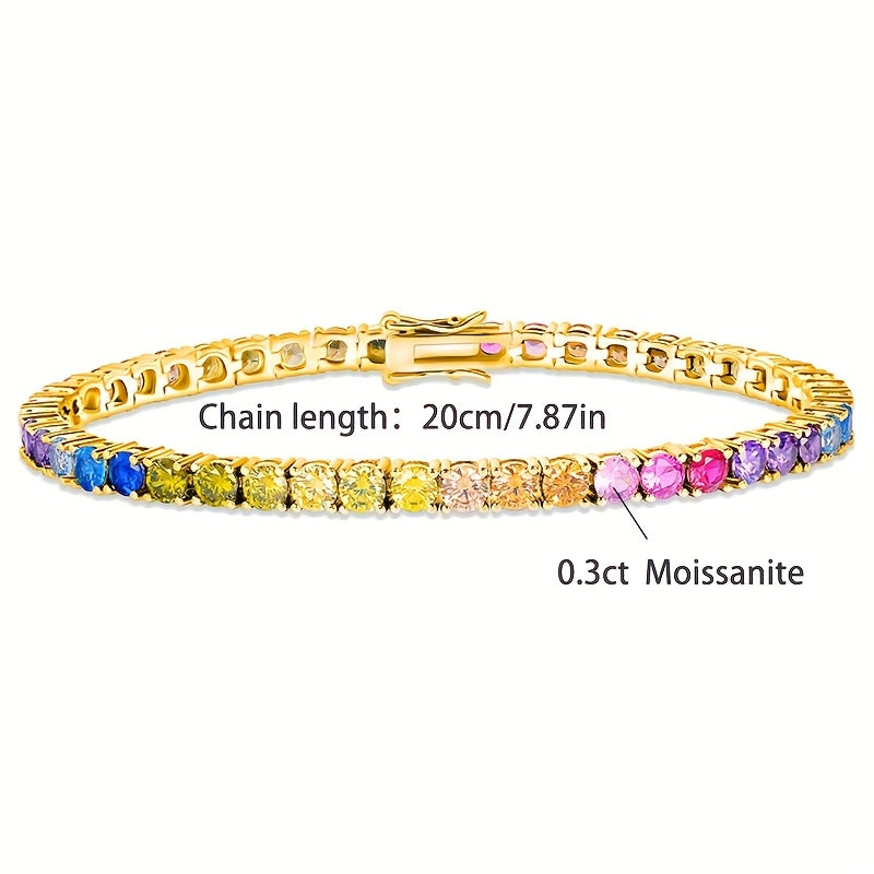Pulsera de mujer lujosa y elegante de plata de ley 925 con piedras de morganita de colores. Un regalo perfecto para uso diario, Día de San Valentín, aniversario, cumpleaños y Navidad, presentada en una hermosa caja de regalo.