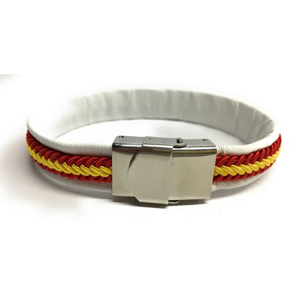 Pulsera De Piel Bandera De España (Hecho a Mano) | Complementos de Moda Unisex para Hombres y Mujeres de Estilo Atemporal y Elegante | Regalos Originales y Exclusivos