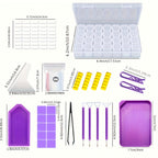 Kit de herramientas y adiciones para pintura de diamantes sintéticos 5D de 56 piezas con juego de bordado de diamantes y pinzas para manualidades artísticas de fabricación de pinceles de varios tamaños para adultos y cuchillo de goma corrector