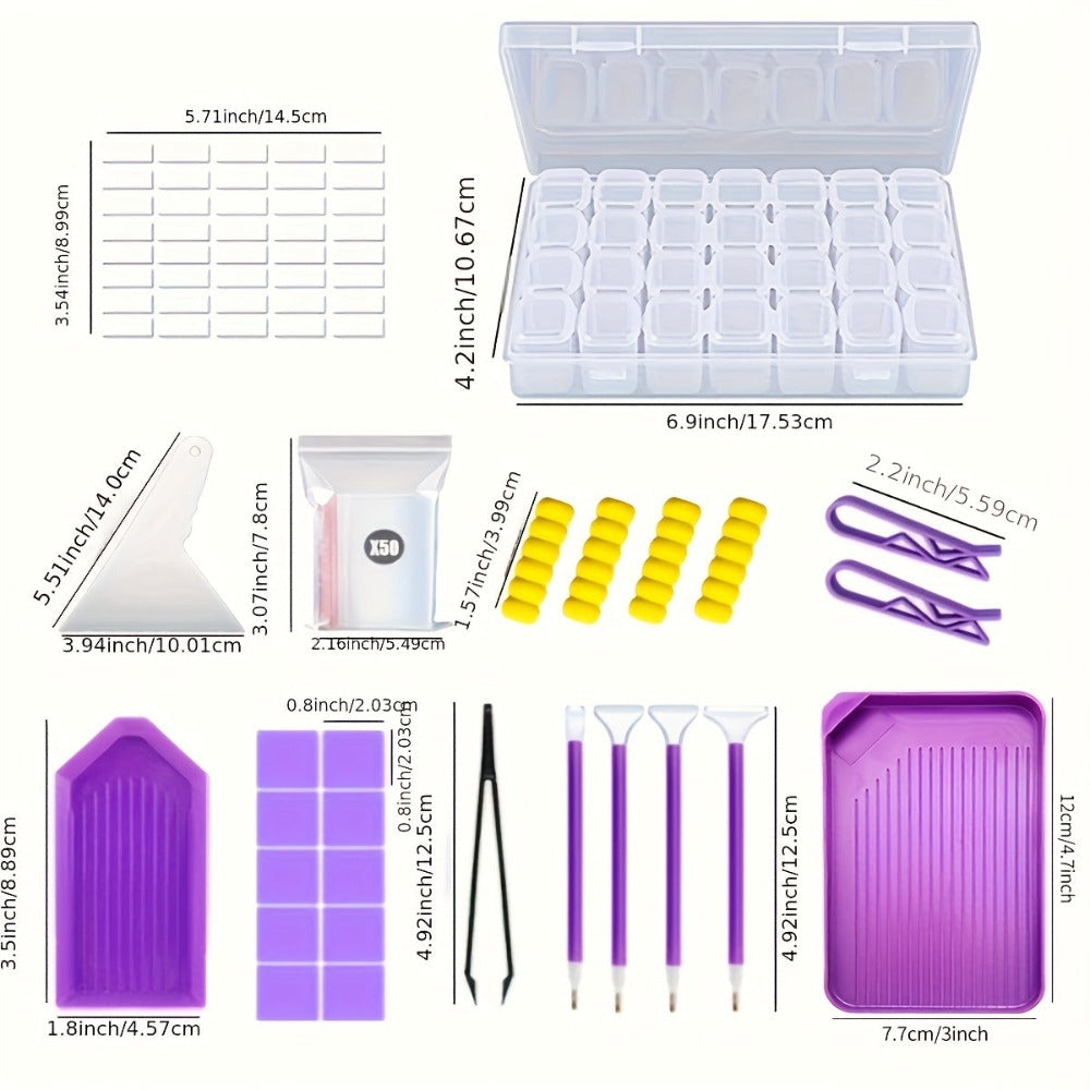 Kit de herramientas y adiciones para pintura de diamantes sintéticos 5D de 56 piezas con juego de bordado de diamantes y pinzas para manualidades artísticas de fabricación de pinceles de varios tamaños para adultos y cuchillo de goma corrector