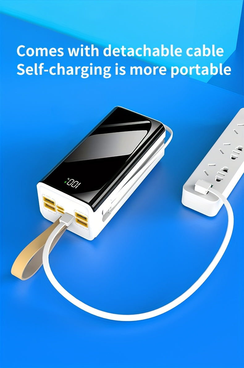 Batería externa | Banco de Energía Portátil de Gran Capacidad 80000mAh, Carga Rápida PD30W, Cable de Datos Integrado/Pantalla LED de Energía