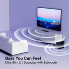 ULTIMEA Barra de sonido 2.1 canales para TV, Barra de sonido compacta para cine en casa con Bluetooth 5.3, Barra de sonido con subwoofer con cable, 160W de potencia máxima, Realce de graves, Incluye control remoto, Barra de sonido ultrafina Nova S40 (Reno