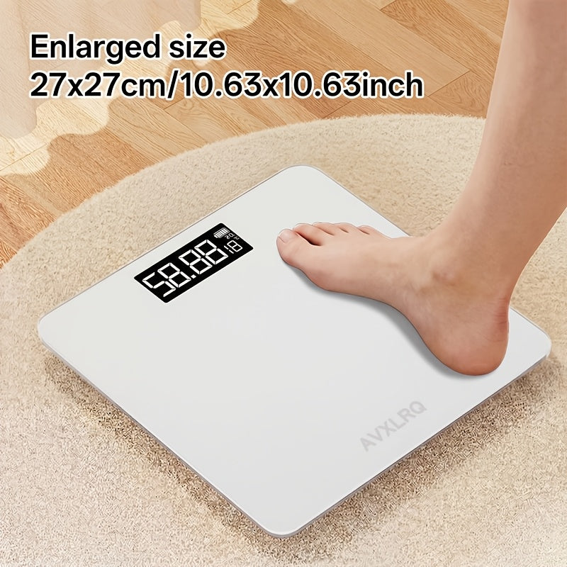 Báscula de baño de alta precisión, báscula electrónica de cuerpo con pantalla LCD ultradelgada con visualización de temperatura, inicio automático al pesar, pesaje hasta 180 kg, cambio de unidad LB/KG, diseño de plataforma de vidrio templado antideslizant