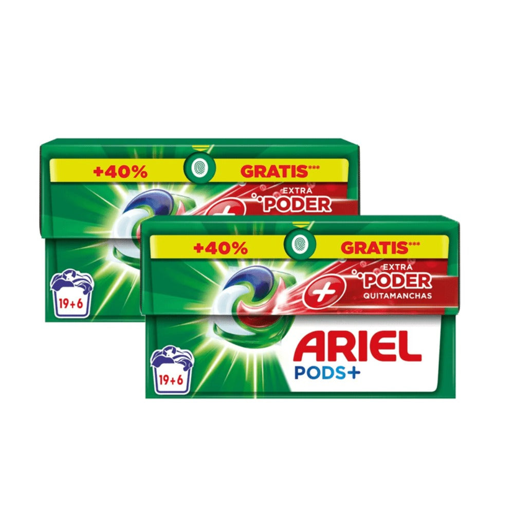 Pack De Ariel All-in-One Detergente Lavadora Líquido en Cápsulas/Pastillas,19+7 ( 26-130) Lavados, Más Poder Extra Quitamanchas, Limpieza Profunda