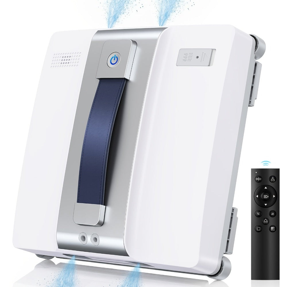 Lubluelu Robot Limpiacristales Electrónico Inteligente con Ventana Cuadrada, 7500Pa, Planificación de Ruta Inteligente, Sistema de Protección de Seguridad de 8 Capas, Limpieza de Bordes, Boquillas de Doble Cara, Visualización del Volumen de Agua, Muy Adec