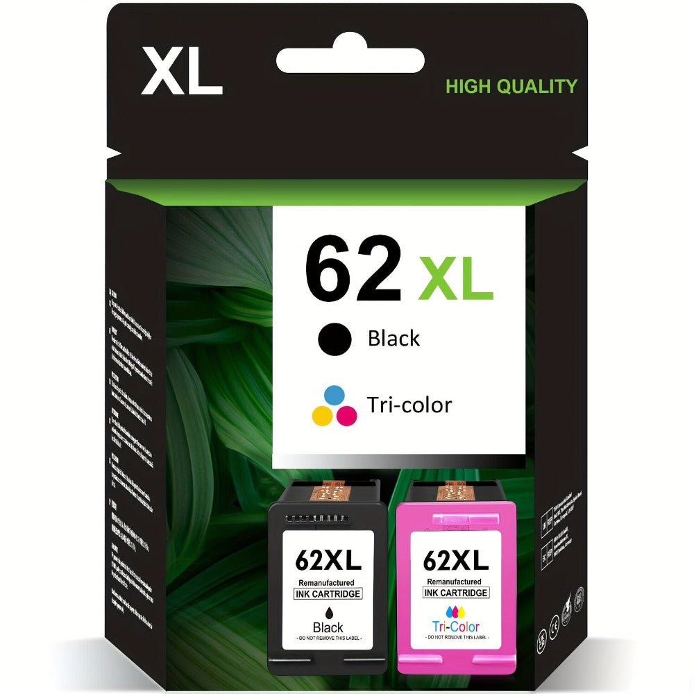 Paquete de 2 cartuchos de impresora multipack 62XL 62 XL compatibles con cartuchos de impresora HP 62 para impresoras Envy 5540 5544 5545 5548 5640 5646 7640 OfficeJet 200 5740 5742 5744 (1 + 1 color)