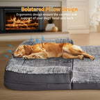 Cama Extra Grande para Perros Adecuada para Adultos | Cama Ortopédica para Siesta con Piel Sintética Lavable | Plegable y Portátil, Adecuada para Sala de Estar, Salón | Proporciona Espacio Amplio para Dormir para Adultos y Mascotas
