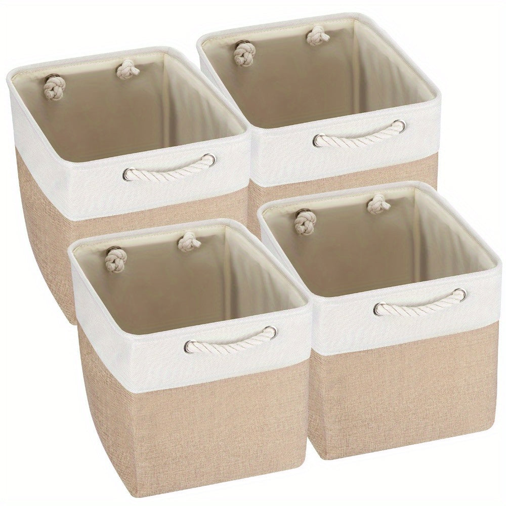 Contenedor de Almacenamiento Plegable con Asas, Cesta de Tela para Organizar Estantes, Gabinetes y Armarios; Robusto y Ligero para la Organización del Hogar, Cestas para Estantes