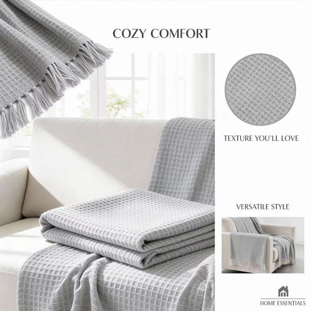 Colcha Multiusos de Algodón para Sofá y Cama, Manta Multiusos Four Seasons con Flecos, Cubresofá Elástico y Transpirable, Protector de Sofá Cubrecama Moderno