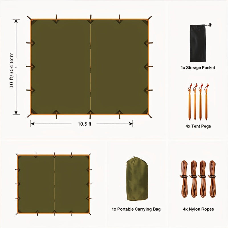 FREE SOLDIER Lona Portátil Defensor para Camping, Tienda o Hamaca Resistente, Esencial para Acampar, Senderismo y Actividades al Aire Libre, 3.05x3.05 Metros, Ideal para 4 o 6 Personas