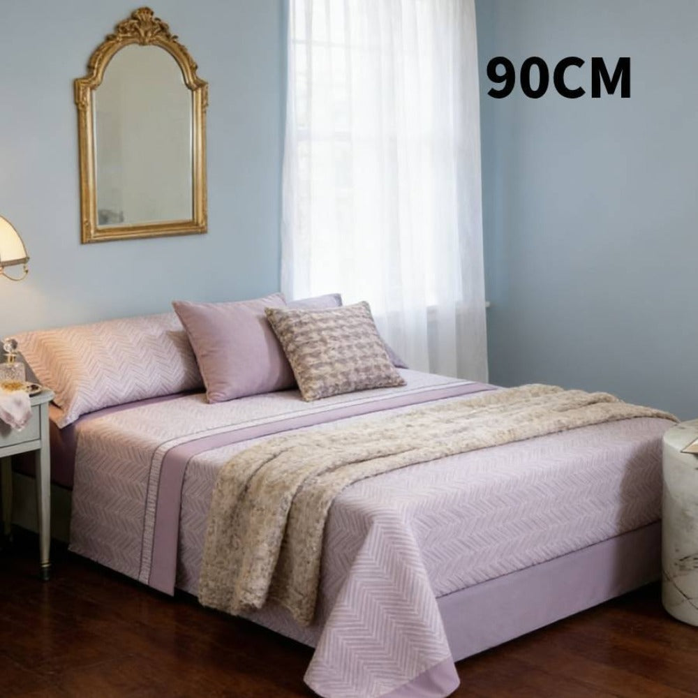 Juego de cama de tres piezas apto para todas las estaciones, que incluye una sábana, una sábana ajustable y fundas de almohada. Medidas: 90 cm, 105 cm, 135 cm, 150 cm y 180 cm.