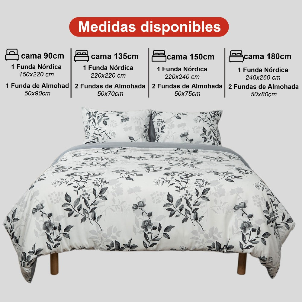 H HANSEL HOME Juego de Funda Nórdica Microfibra Transpirable – Set de Ropa de Cama con Funda de Edredón y Fundas de Almohada – Conjunto 2/3 Piezas para Dormitorio